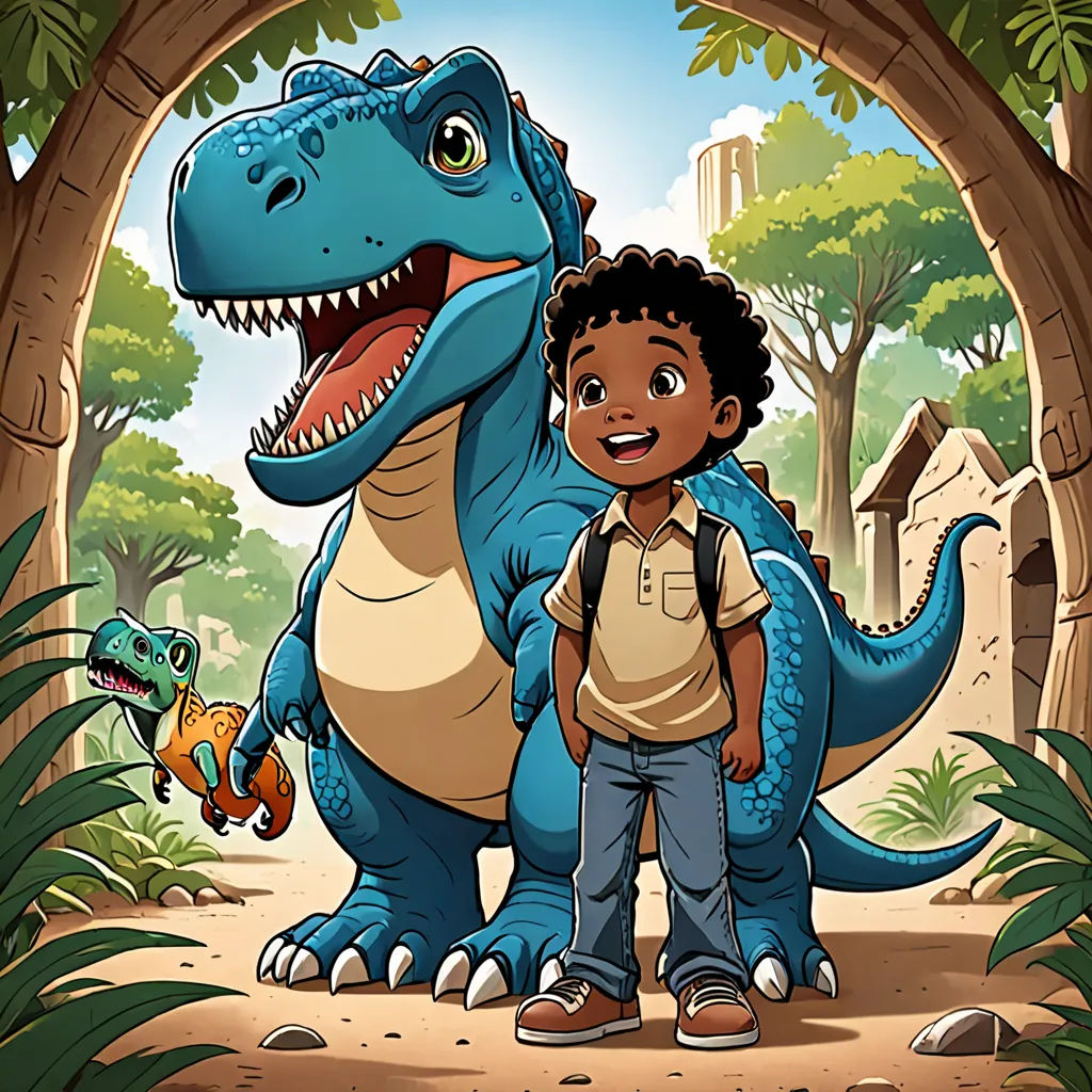 Feeling sympathetic, Eli decided to help the T-Rex find its family. They set off on an adventure, exploring the zoo.