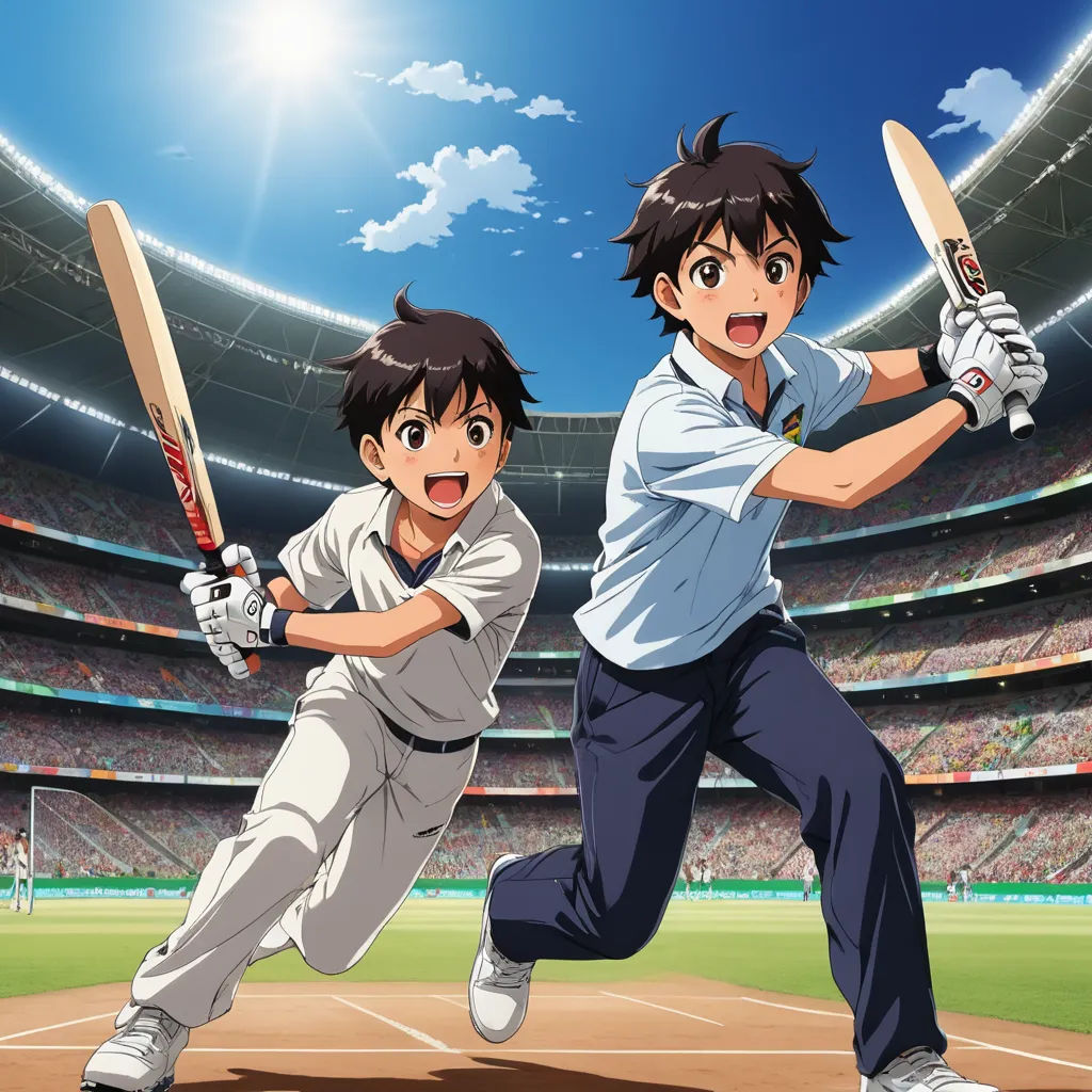 two people playing baseball in a stadium with a sky background and a stadium full of people in the stands, rayonism, concept art, Baiōken Eishun, official art