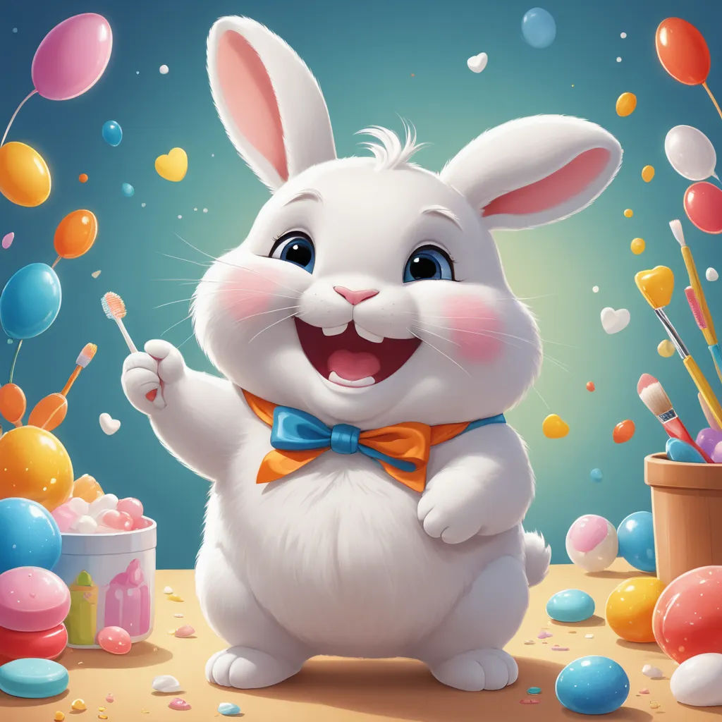 a cartoon bunny with a bow tie and balloons in the background, holding a spoon in his hand and smiling, furry art, a digital painting, Chris LaBrooy, highly detailed digital painting