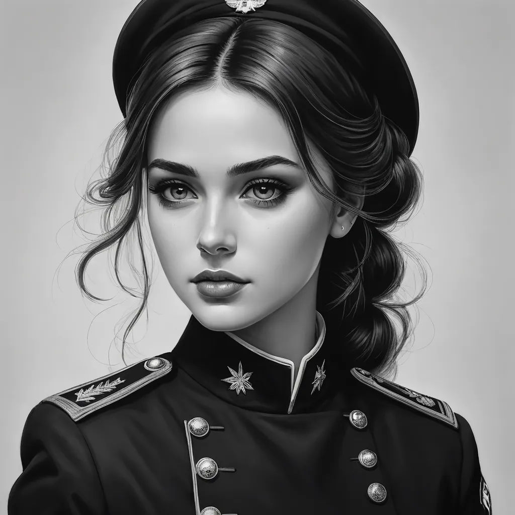 a drawing of a woman in a uniform with a tiara on her head and a star on her forehead, figurative art, an ultrafine detailed painting, Charlie Bowater, highly detailed digital painting