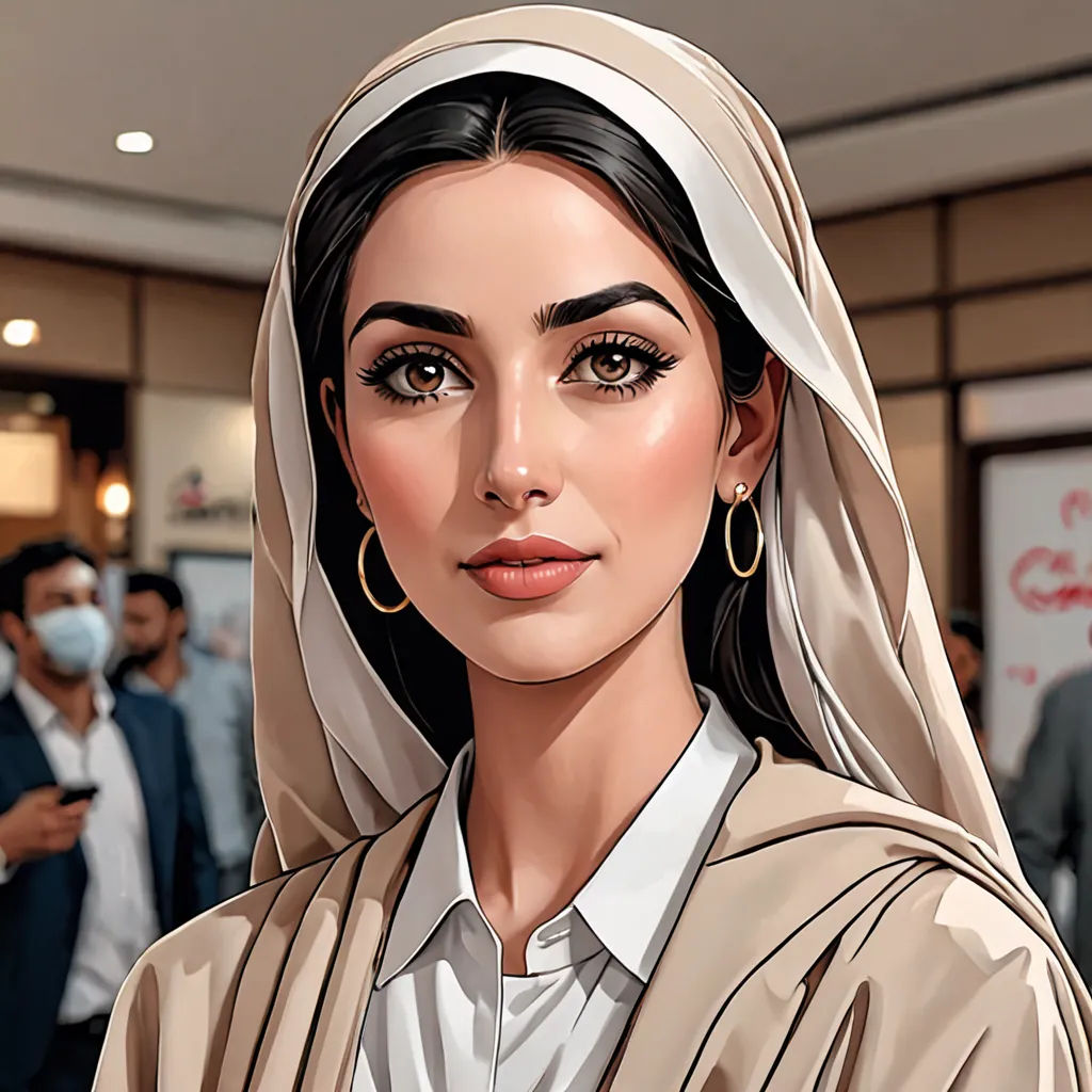 a woman in a nun outfit with a crowd of people behind her looking at the camera and smiling at the camera, digital art, a digital painting, Artgerm, professional digital painting