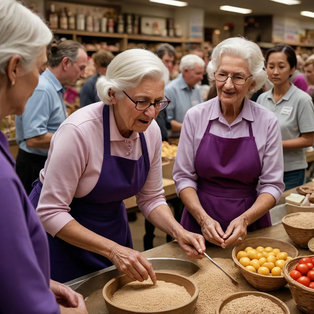 a group of people standing around a table with bowls of food on it and bowls of fruit on the table, regionalism, a stock photo, Apelles, award-winning photograph