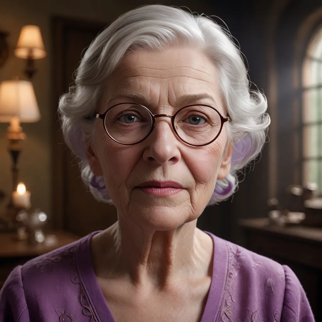 a woman with glasses is looking at the camera with a serious look on her face and a purple shirt, photorealism, a character portrait, Daphne Fedarb, unreal engine render