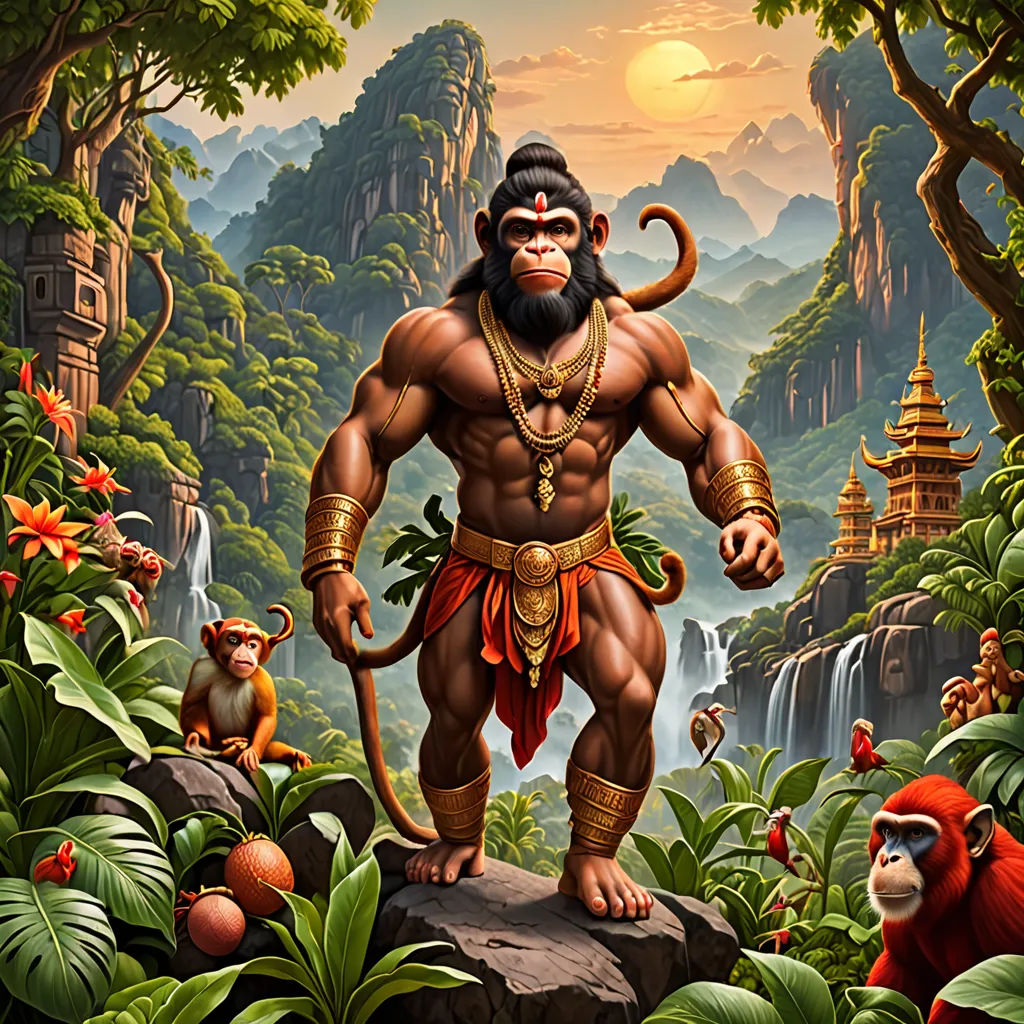 a painting of a monkey with a monkey on his back and a monkey on his shoulder in the jungle, fantasy art, a detailed matte painting, Alex Petruk APe, highly detailed digital painting