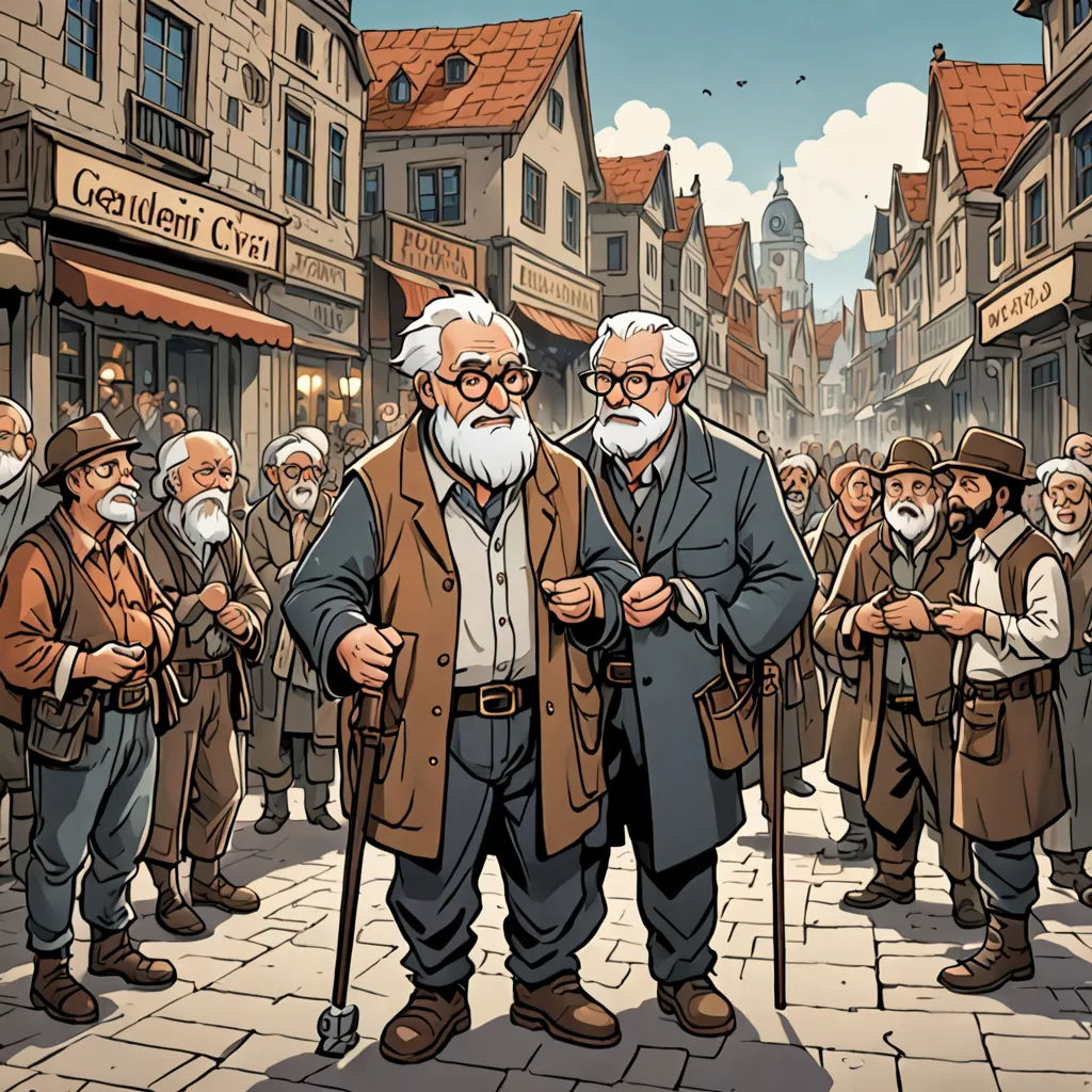 a group of people standing on a street next to each other with a man in a suit and tie, les automatistes, a storybook illustration, Brothers Hildebrandt, comic cover art