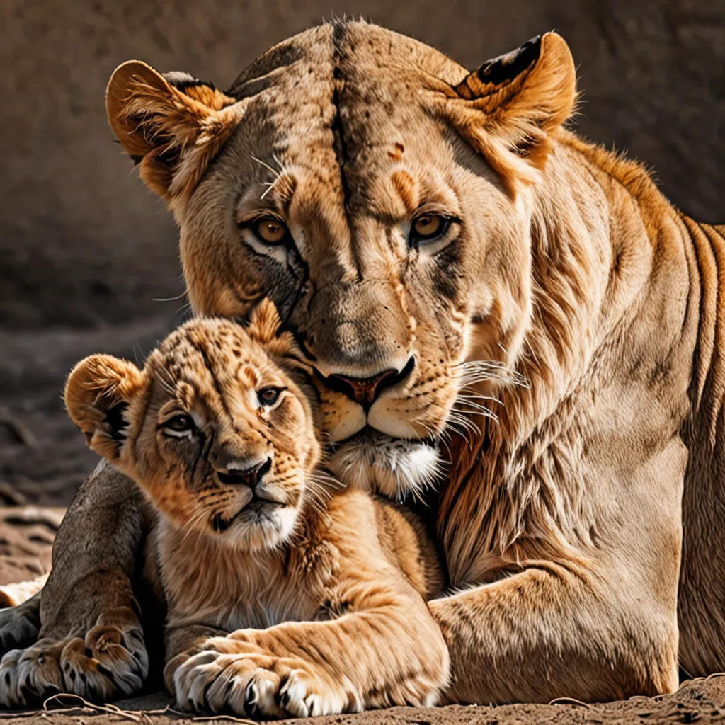 The Lioness and Her Cub