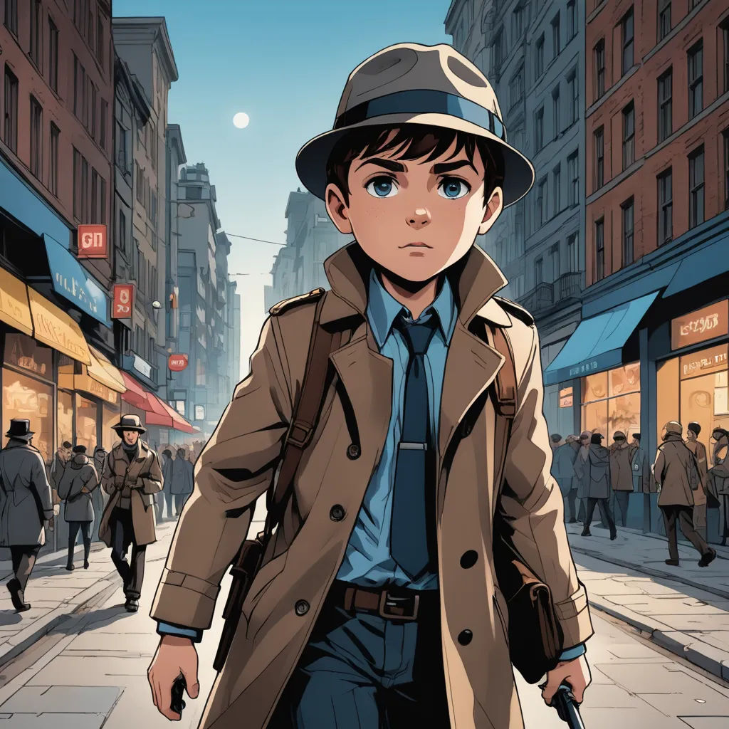 a man in a trench coat and hat walking down a street with a cane in his hand and a cane in his other hand, new objectivity, a comic book panel, Everett Warner, comic cover art