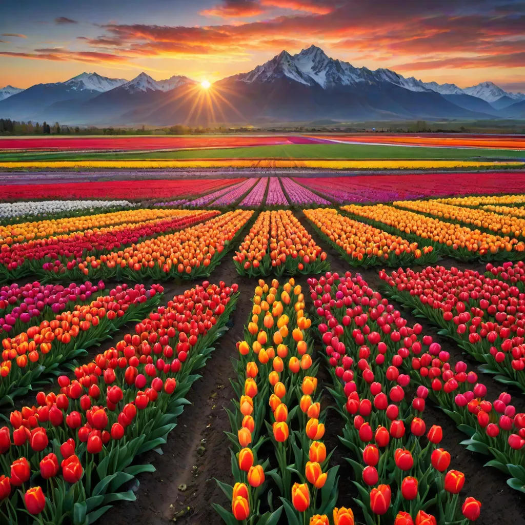 Dawn Over the Tulip Fields