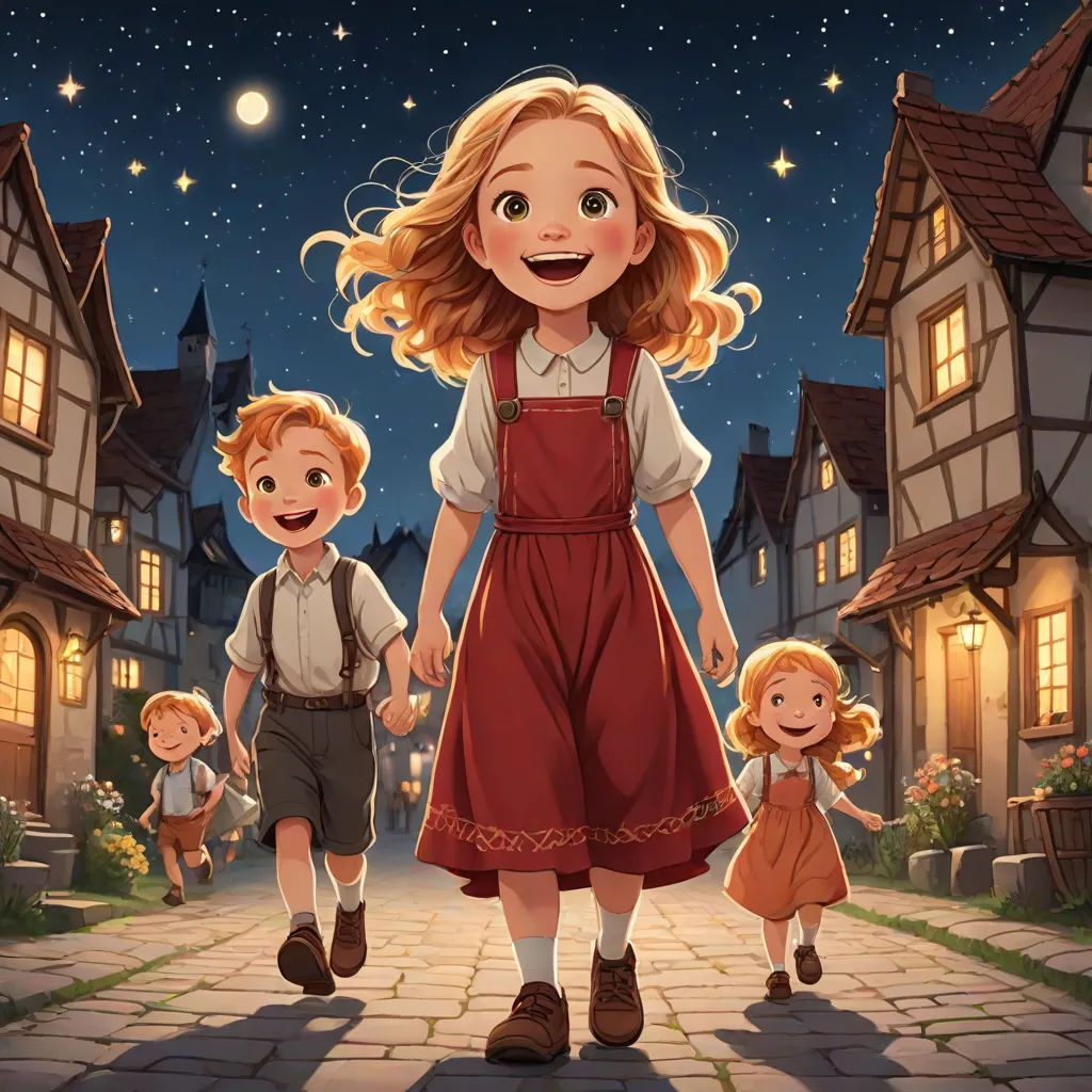 a cartoon of a family walking down a street at night with a full moon in the sky above them, fantasy art, a storybook illustration, Anne Said, official art