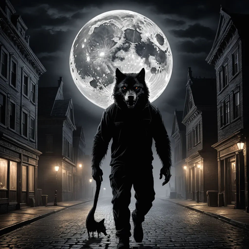 a man walking down a street with a cat on a leash under a full moon in the sky above, furry art, concept art, Caspar Wolf, full moon