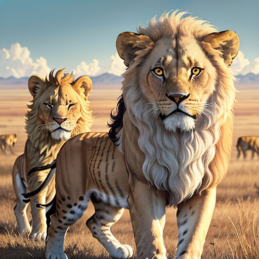 Lion roars in the savannah stock illustration. Illustration of nature -  111548720