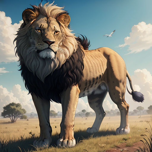 Lion roars in the savannah stock illustration. Illustration of nature -  111548720