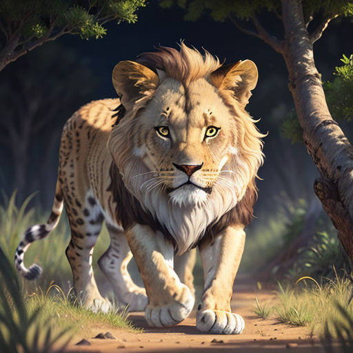 Lion roars in the savannah stock illustration. Illustration of nature -  111548720