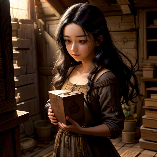 a girl in a dress holding a book in her hands and looking at the camera with a smile on her face