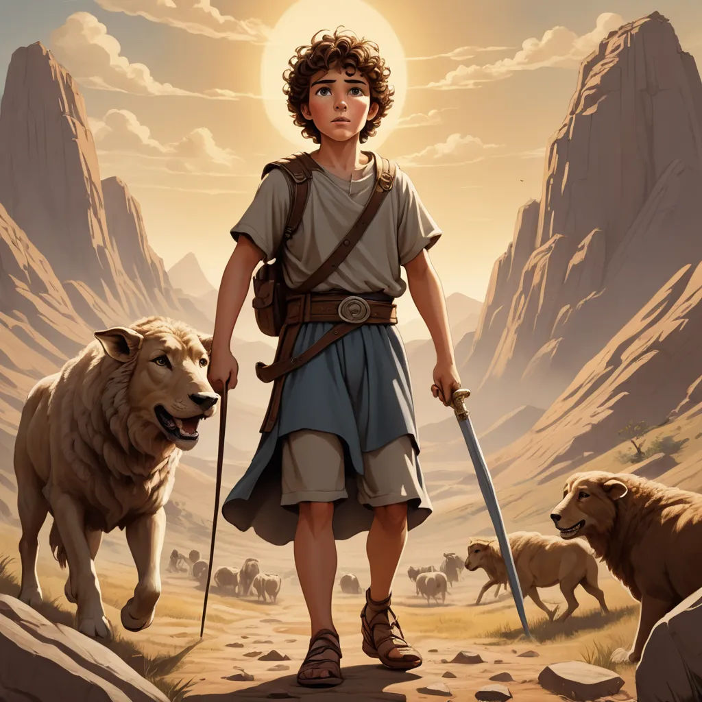 a painting of a man with a sword and a dog in front of him and a mountain range behind him, fantasy art, concept art, Christophe Vacher, official art
