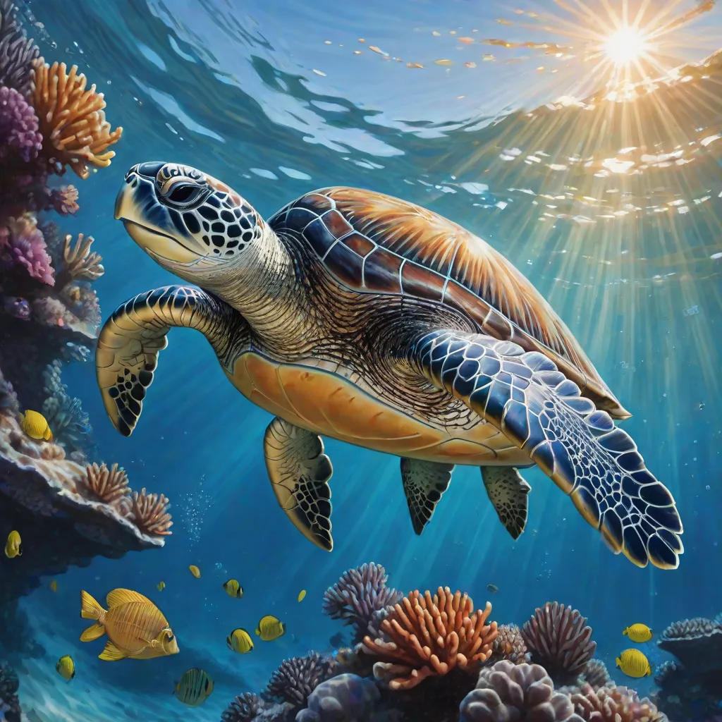 The Blue Little Sea Turtle
