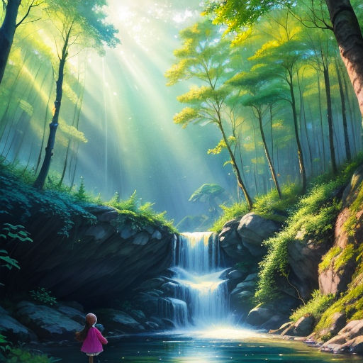 Enchanting Watercolor Painting of a Glowing Forest