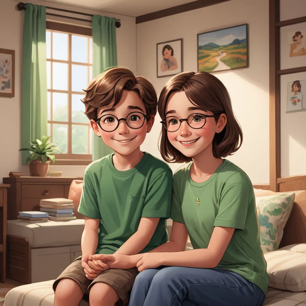 a couple of kids sitting on top of a couch next to each other in a living room next to a window, american scene painting, a storybook illustration, Diego Gisbert Llorens, rossdraws global illumination