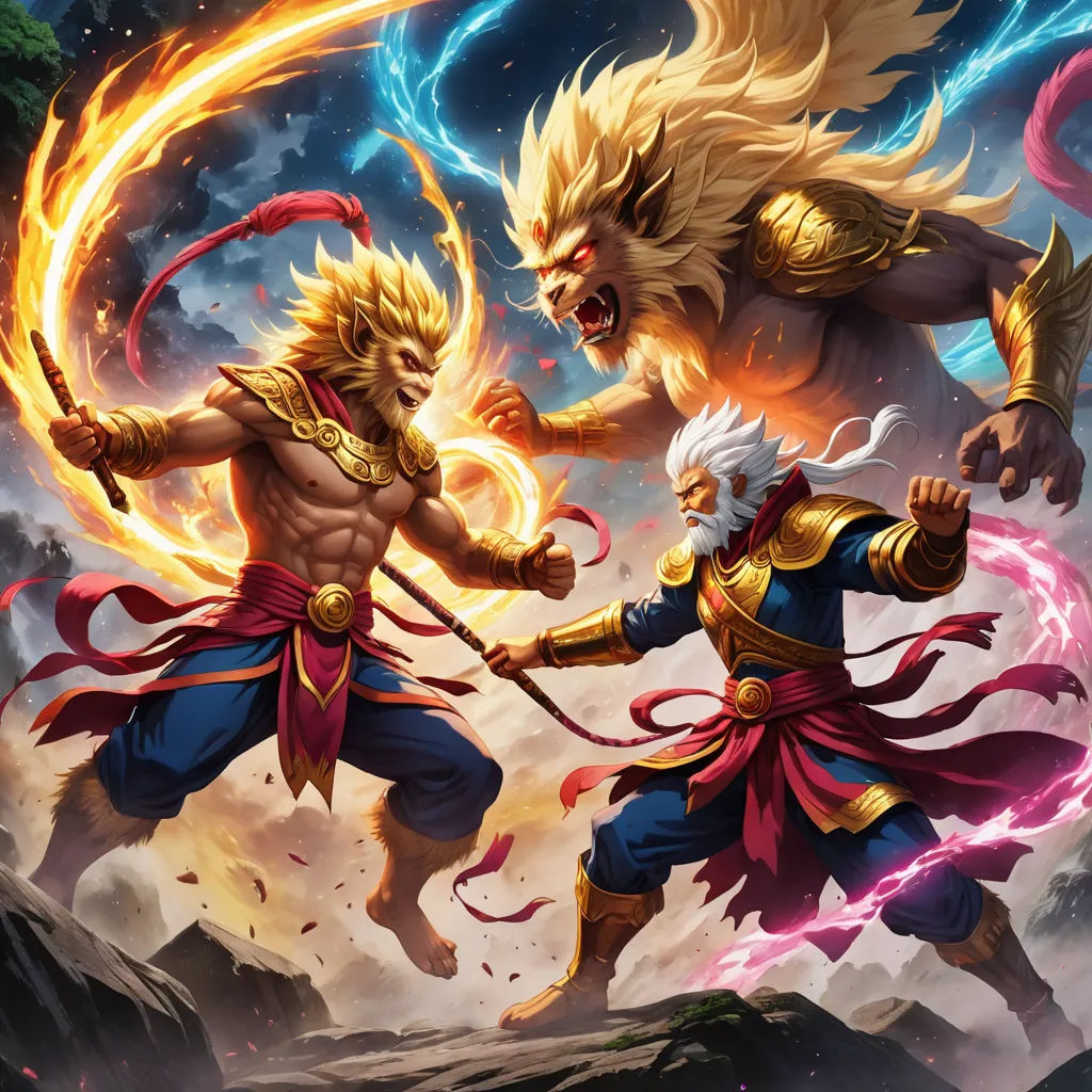 two men fighting with each other in a painting style with a sky background and clouds behind them, one of them is holding a sword, fantasy art, concept art, Artgerm, magic the gathering artwork
