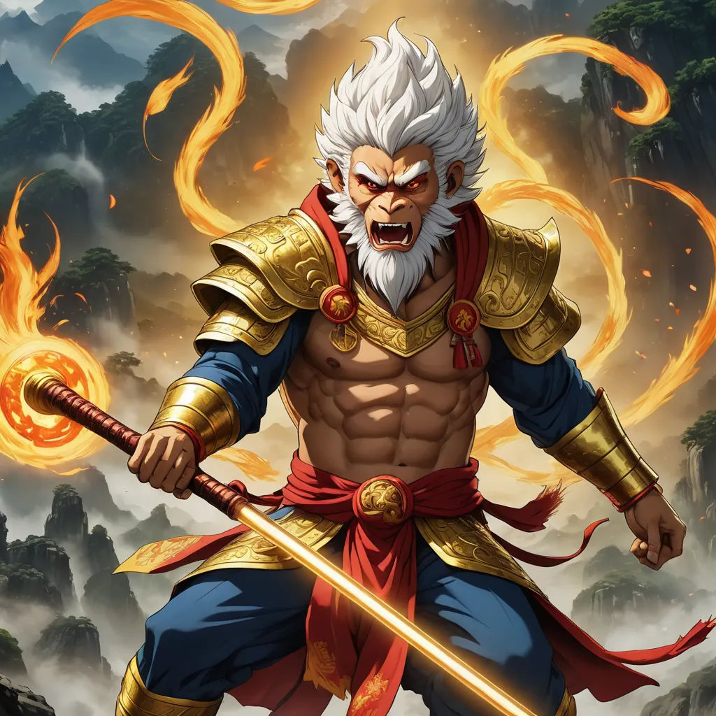 a man with a sword and a beard holding a flame in his hand and a flame in his mouth, fantasy art, a detailed painting, Dai Jin, epic fantasy character art