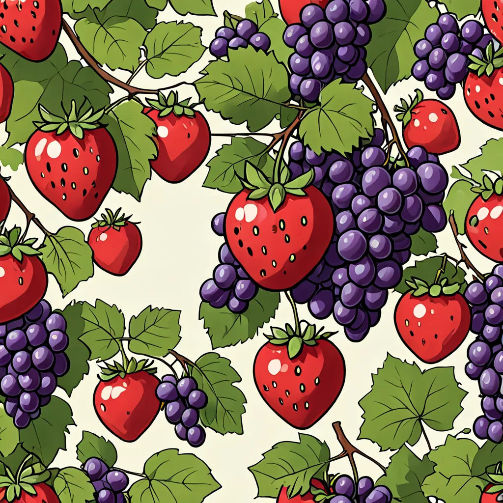 a bunch of fruit is hanging from a tree branch with leaves and berries on it, and a white background, generative art, a digital rendering, Annabel Kidston, berries