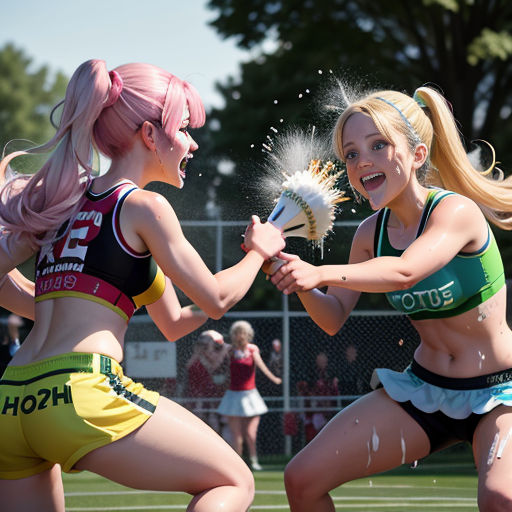 two women are playing with a ball on a field while others watch from the sidelines of a field
