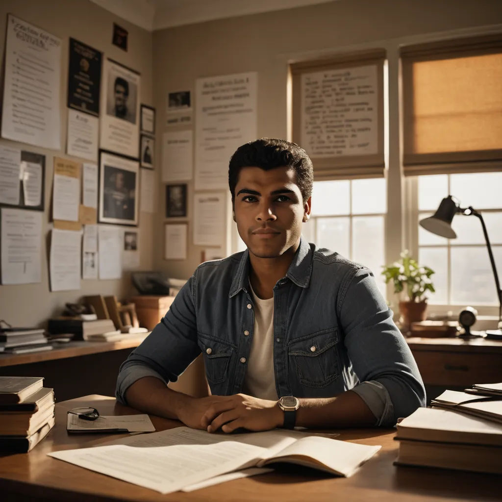 a man sitting at a desk with a book and a lamp on it in front of a window with a lot of papers, academic art, a character portrait, Ahmed Karahisari, promotional image