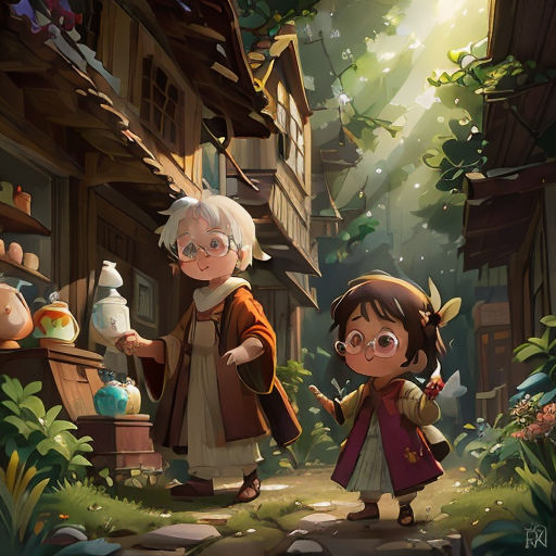 a couple of people standing in front of a house with a bird on it's arm and a bird on a tree