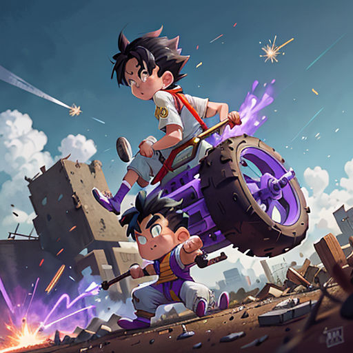 a cartoon of two people riding a motorcycle on a city street with fireworks in the air and buildings in the background
