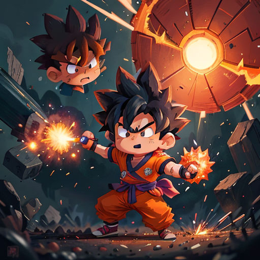 a cartoon of two young gohan fighting with each other in a dark room with a light on the ceiling