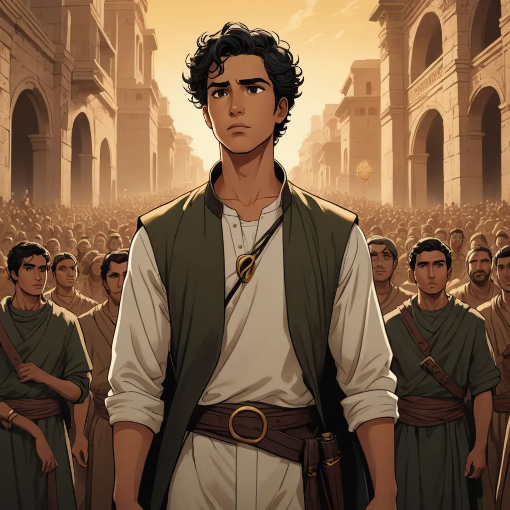 a man standing in front of a crowd of people in a city with a roman soldier in the foreground, sots art, a character portrait, Cedric Seaut (Keos Masons), official art