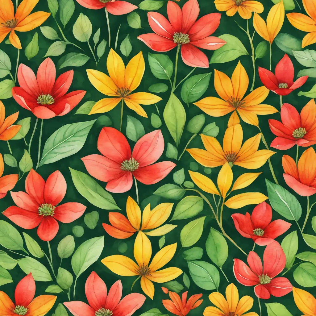 a painting of a bunch of flowers on a green background with leaves and flowers on it, all in different colors, folk art, a storybook illustration, Annabel Kidston, flowers