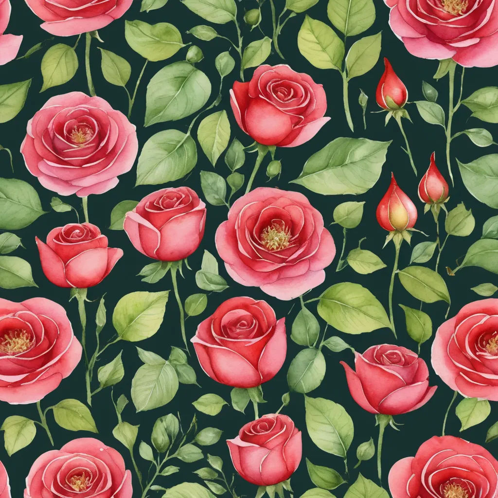 a painting of a bunch of roses on a black background with green leaves and buds on the stems and the petals, rococo, a detailed painting, Annabel Kidston, roses