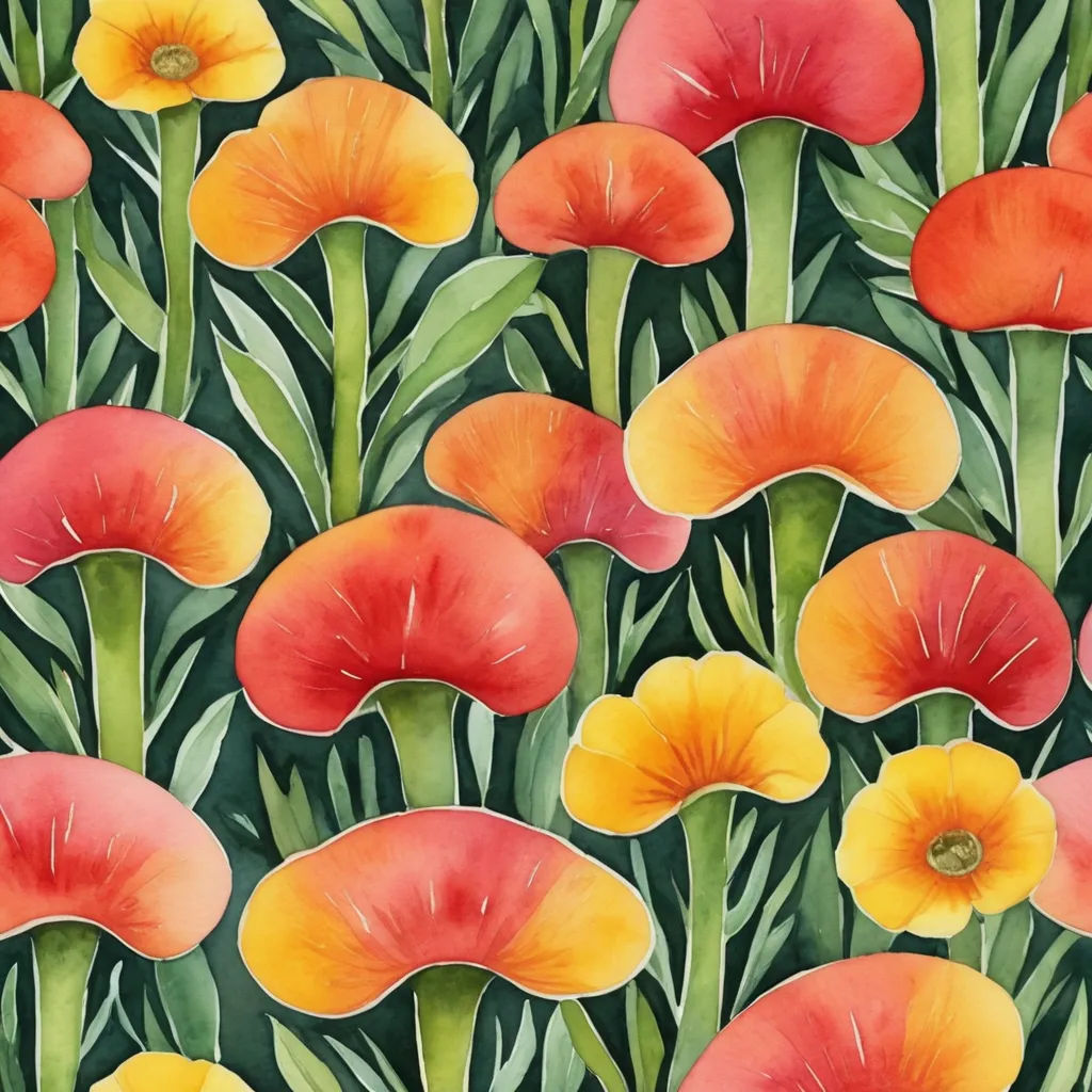 a painting of a bunch of flowers with green stems and orange flowers in the middle of the picture, with a green stem in the middle, arts and crafts movement, a watercolor painting, Annabel Kidston, in gouache detailed paintings