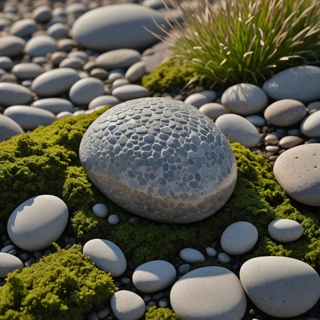 a rock and grass covered ground with rocks and grass in the background and a rock and grass in the foreground, land art, a 3D render, Filip Hodas, unreal engine 5 rendered