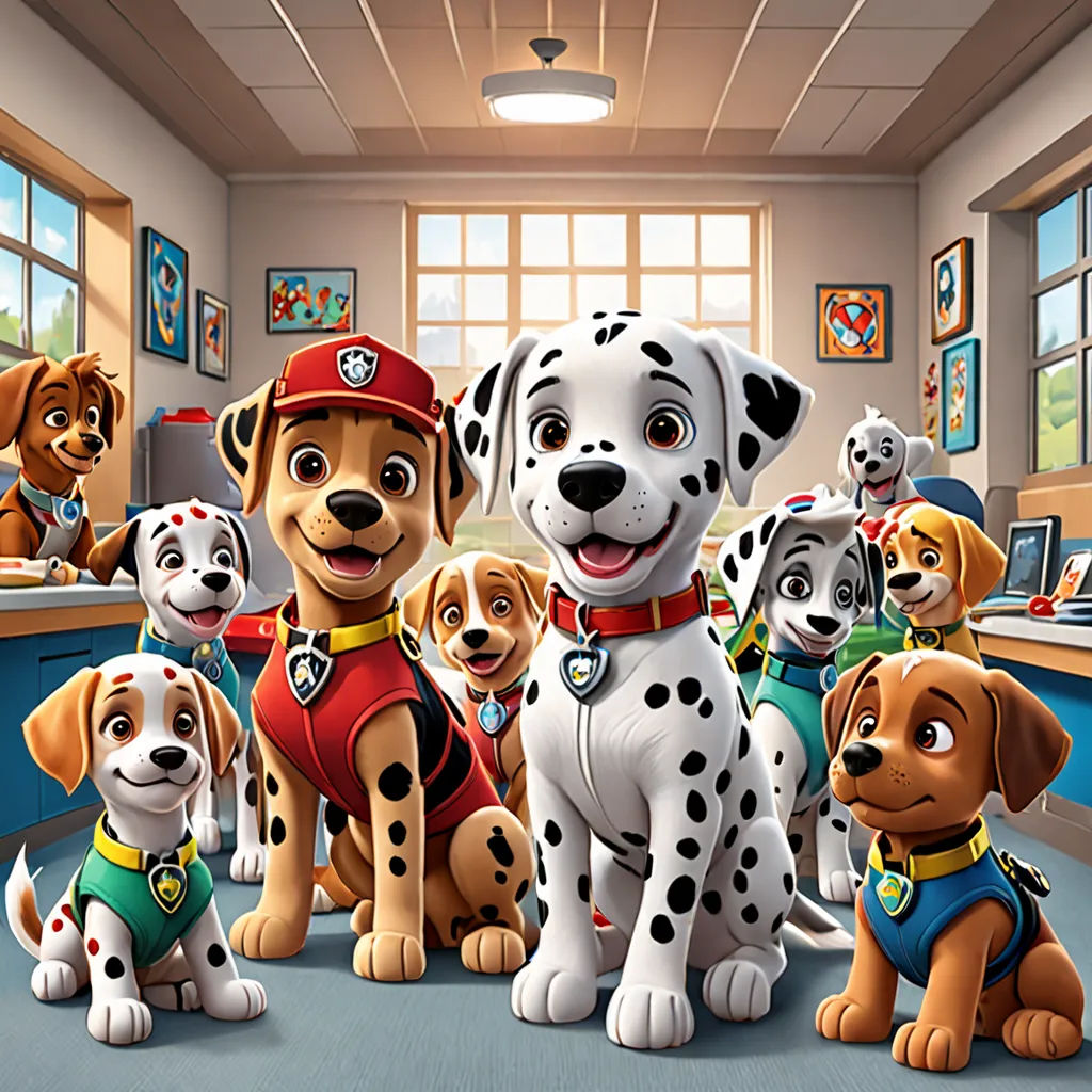 a group of dogs in a classroom with a teacher in the background and a classroom full of children's books, sots art, a digital rendering, Aquirax Uno, promotional image