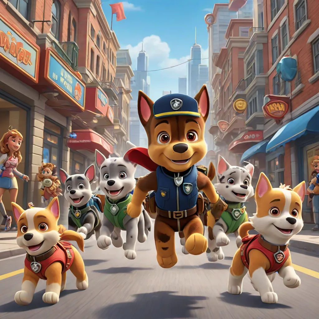 a group of dogs are walking down the street in a cartoon style scene with a man in a hat, furry art, a poster, Charles Fremont Conner, promotional image