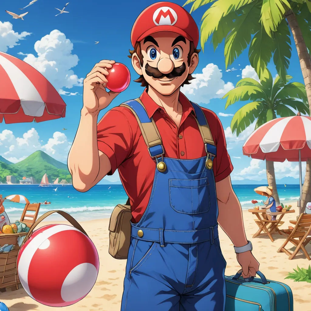 a man in overalls and a red hat holding a nintendo wii controller and a nintendo wii game controller, sots art, concept art, Chris LaBrooy, official art