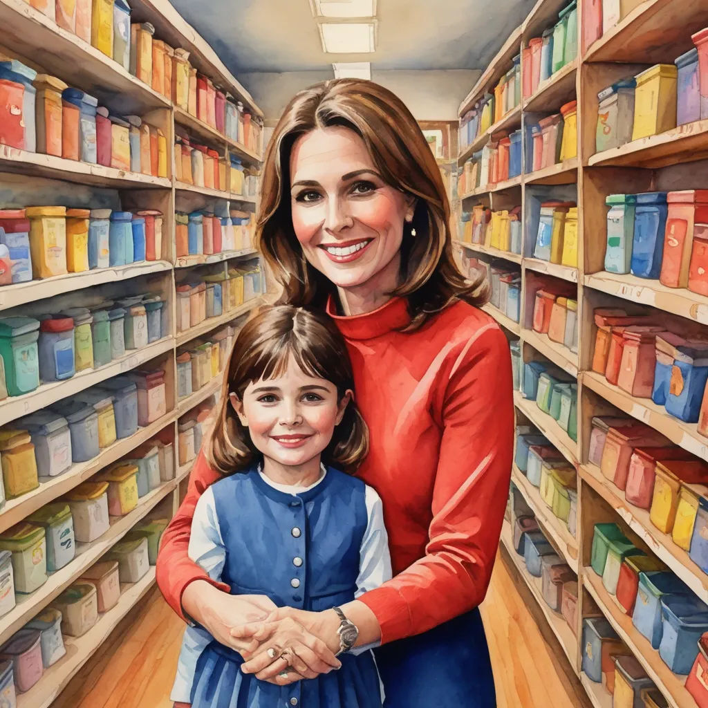 a painting of a woman and a child in a library with bookshelves behind them and a painting of a woman holding a child, metaphysical painting, a storybook illustration, Bracha L. Ettinger, storybook illustration