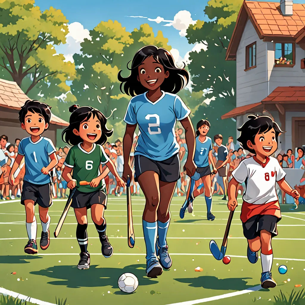 a group of children playing a game of soccer on a field with a crowd watching them from the sidelines, american scene painting, a storybook illustration, Fabien Charuau, official art