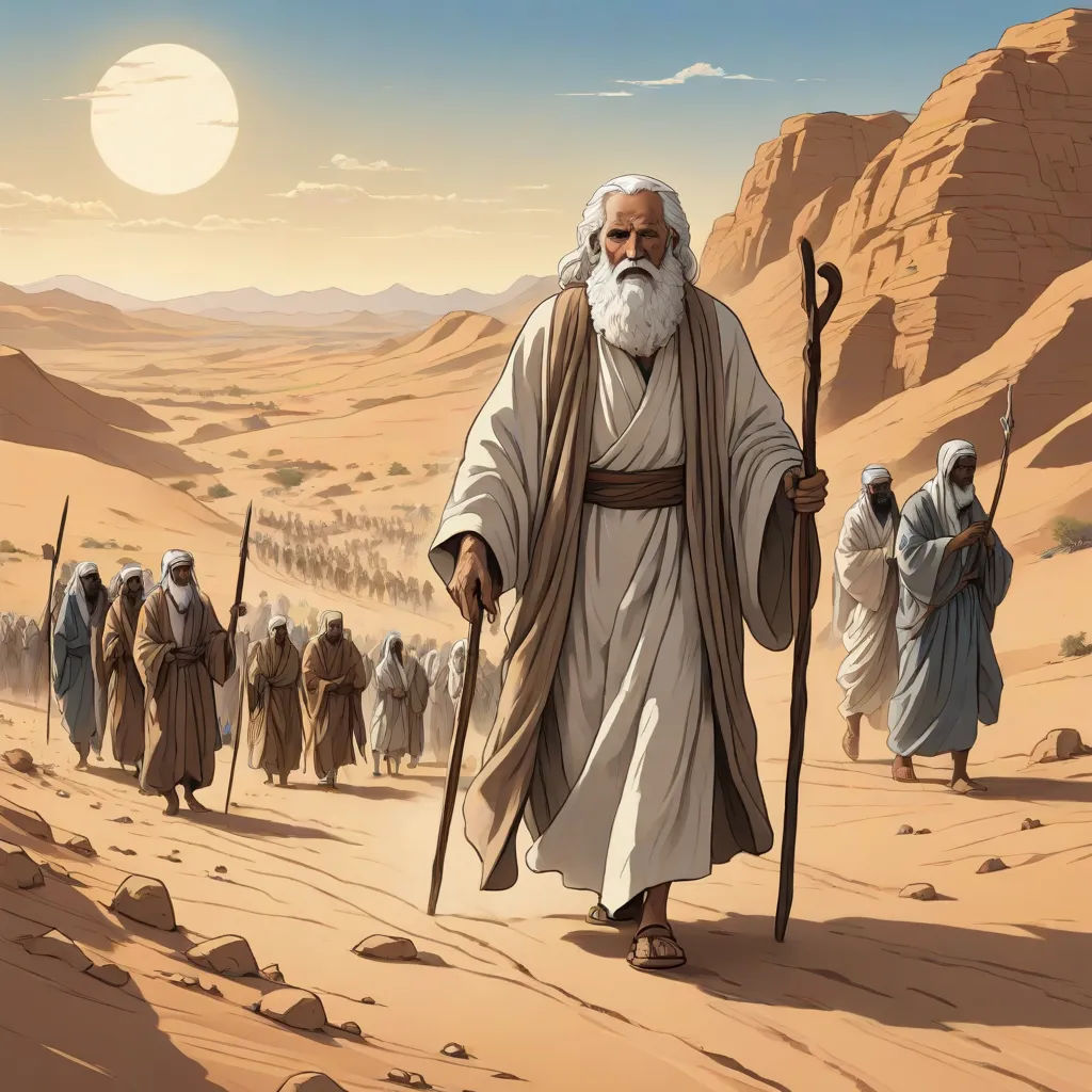 a painting of a man with a long beard and a white beard and a group of men in desert, Christophe Vacher, les nabis, a detailed matte painting, desert