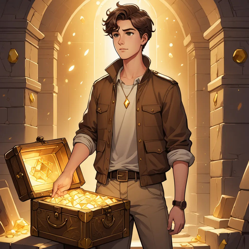 a man holding a briefcase in a tunnel with gold coins in it and a light coming from the door, sots art, a character portrait, Cedric Seaut (Keos Masons), rossdraws global illumination