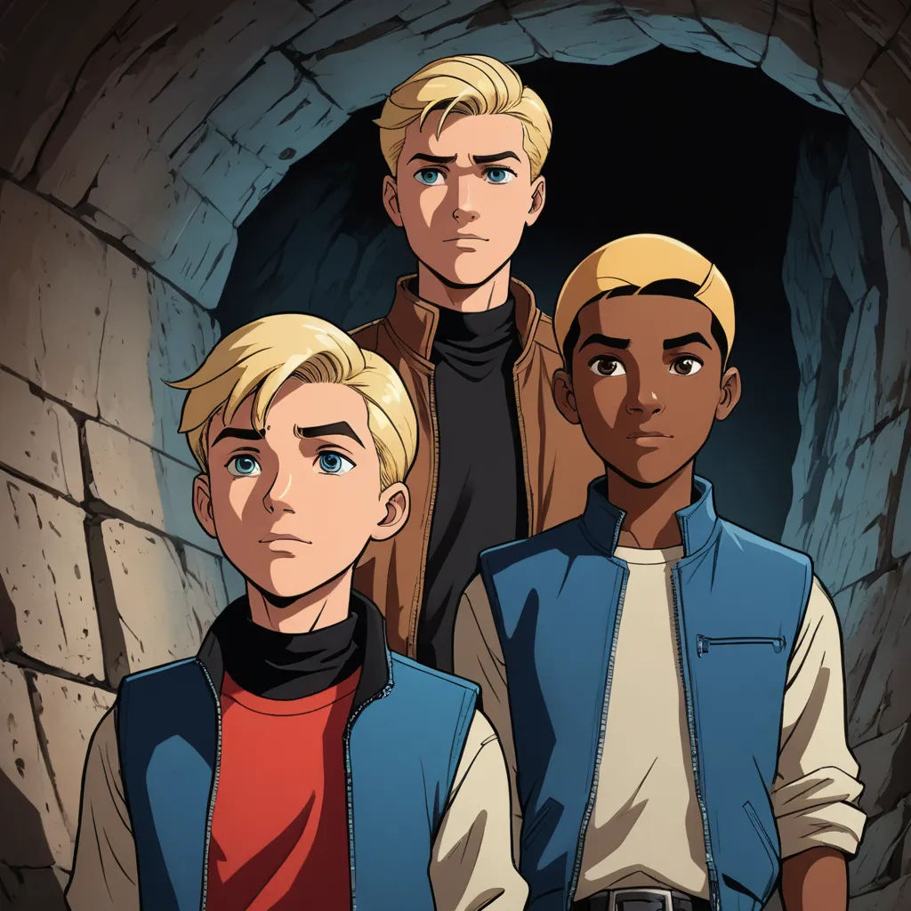 a group of people standing in front of a tunnel with a man in the middle of the picture looking at the camera, sots art, concept art, Brothers Hildebrandt, official art