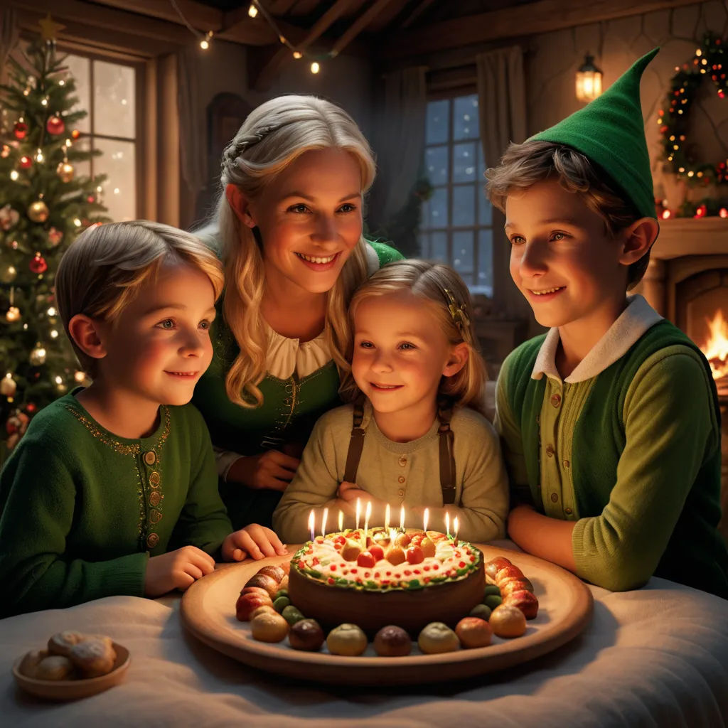 a woman and two children are looking at a cake with candles on it and a lit candle is on the cake, photorealism, a storybook illustration, Bob Byerley, promotional image