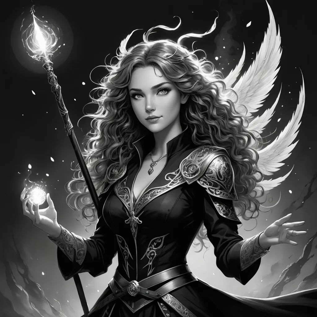 a woman with a sword and wings holding a light in her hand and a light in her hand in her hand, fantasy art, a detailed drawing, Anne Stokes, epic fantasy character art