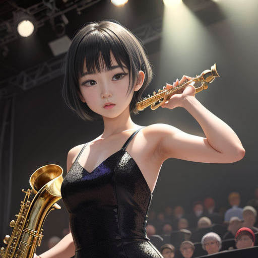 Anime character, highschool boy, playing saxophone, tokyo highschool  uniform, white background - SeaArt AI
