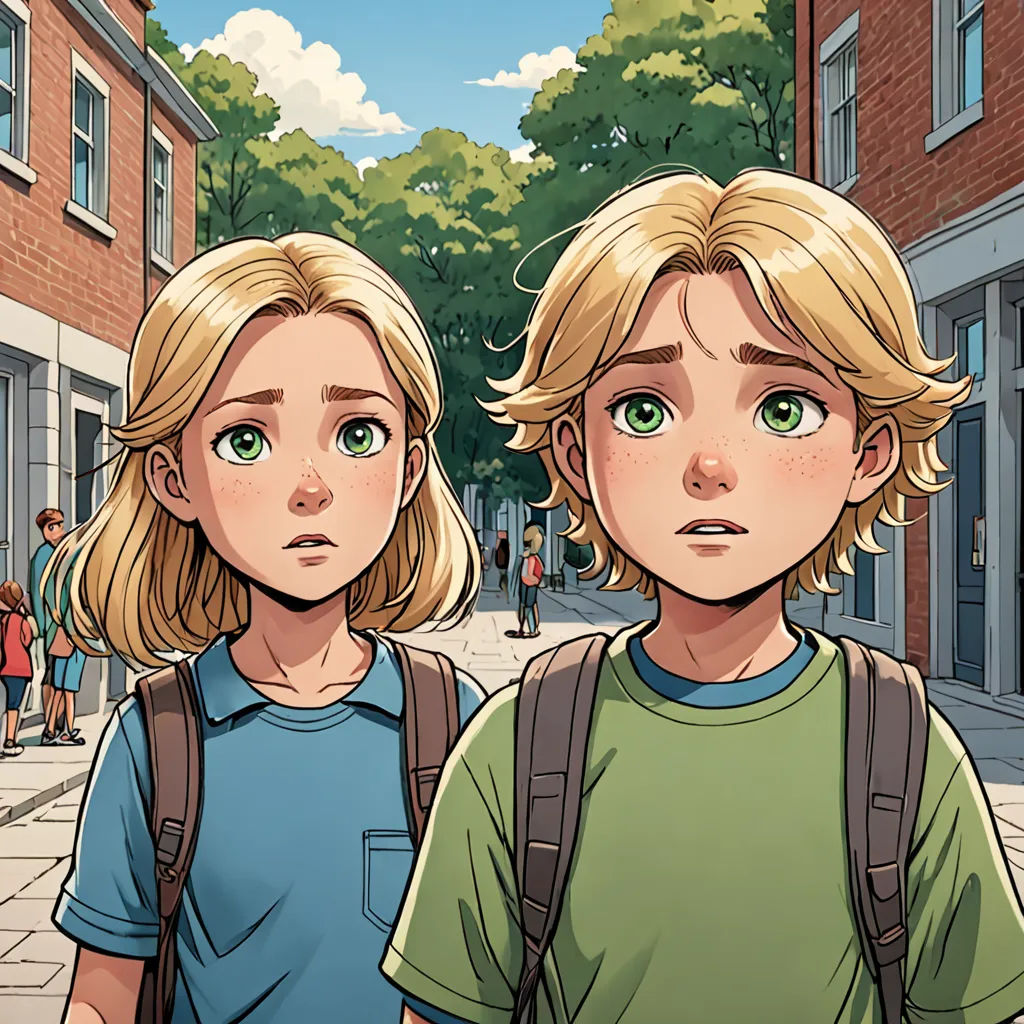 two people standing in front of a building with a street in the background and a tree in the foreground, vancouver school, a comic book panel, Cedric Seaut (Keos Masons), comic cover art