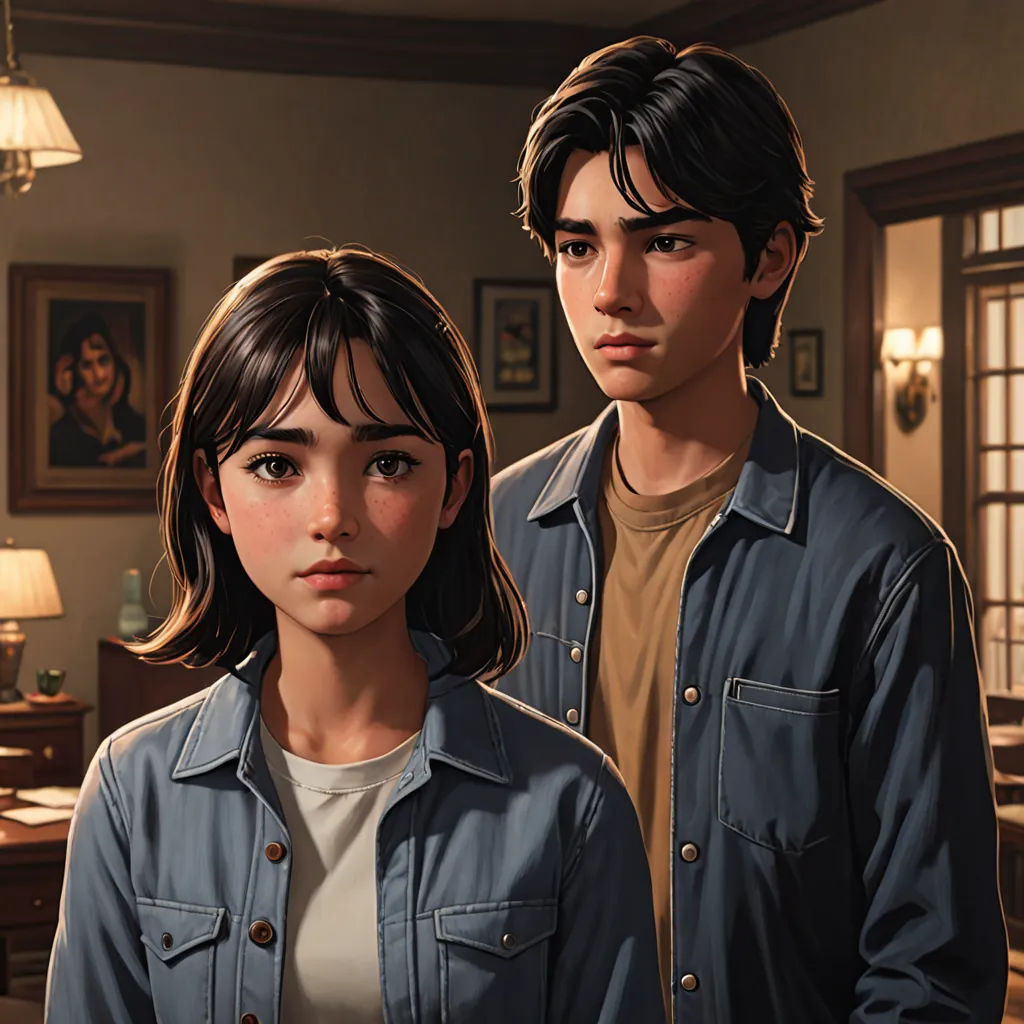 a man and a woman standing in a living room next to each other in a video game, the last of the series, sots art, a detailed painting, F Scott Hess, official art