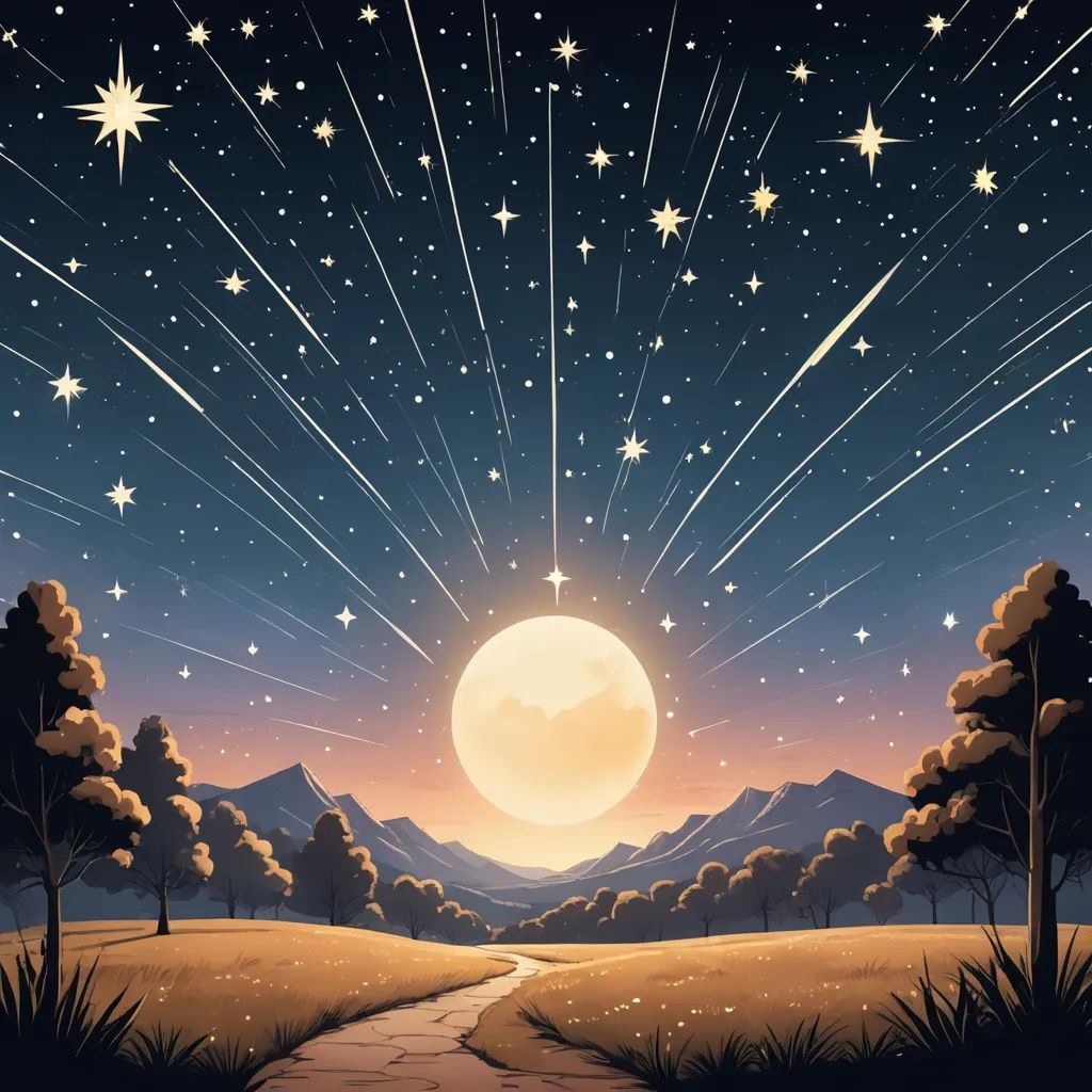 a night scene with a path leading to a star filled sky and a mountain range in the distance with stars, space art, a storybook illustration, Dan Mumford, stars