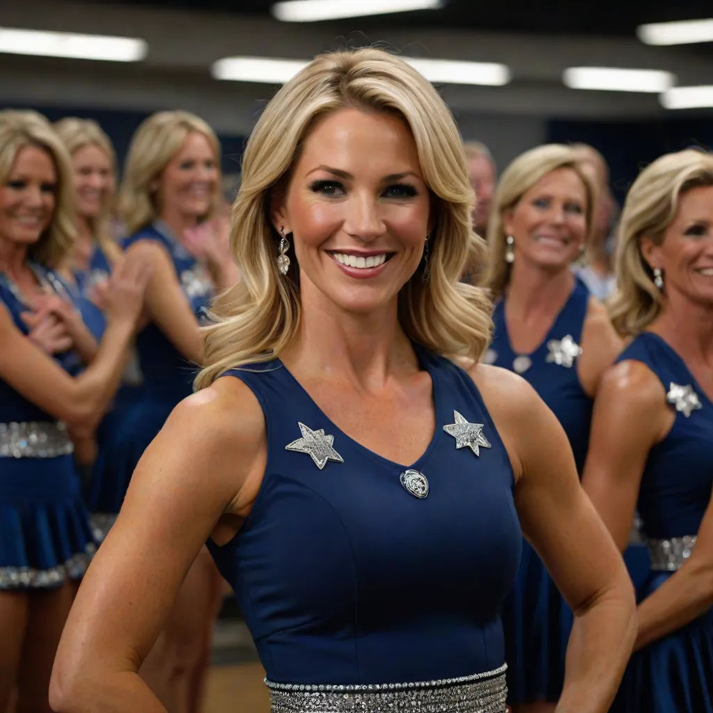 a group of women in blue dresses standing in a line with their hands on their hipss and smiling, Carey Morris, antipodeans, a character portrait, promotional image